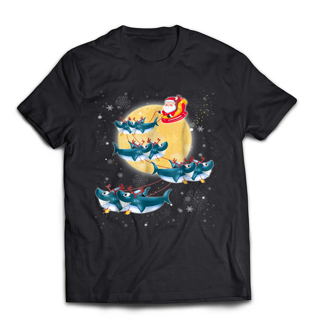 “Kids, Men’s, and Women’s Santa Claus Riding Shark Christmas T-shirt” – A Fun and Festive Holiday Tee